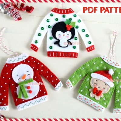 pull de noel en feutrine modèle à coudre decoration