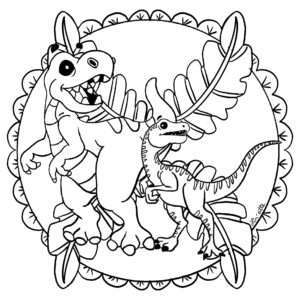 mandala dinosaure copyright Lin'ette