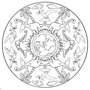 mandala dinosaures pour enfant copyright Lin'ette