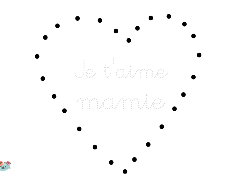 carte je t'aime mamie à décorer avec des gommettes
