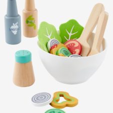 saladier et aliments en bois pour dinette
