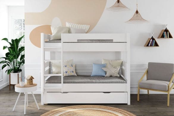 lit superposé blanc pour couchage enfant
