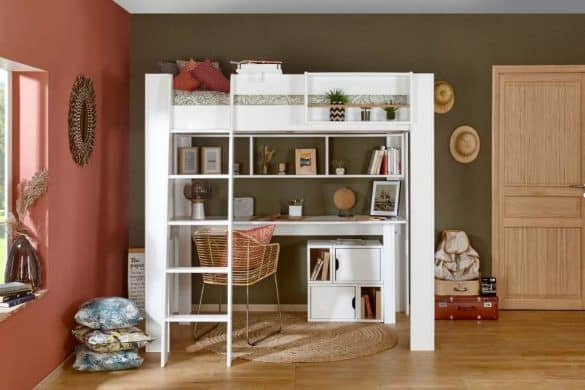 lit mezzanine blanc avec rangement