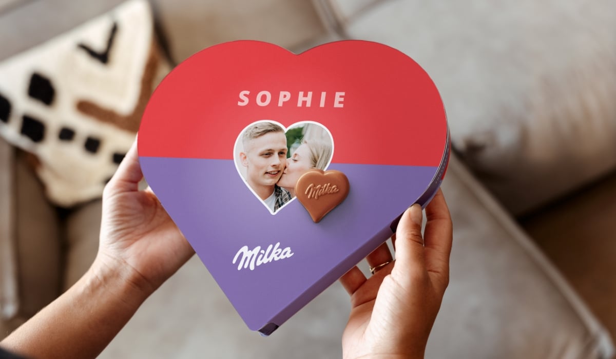 boîte de chocolat personnalisée avec photo jeune couple